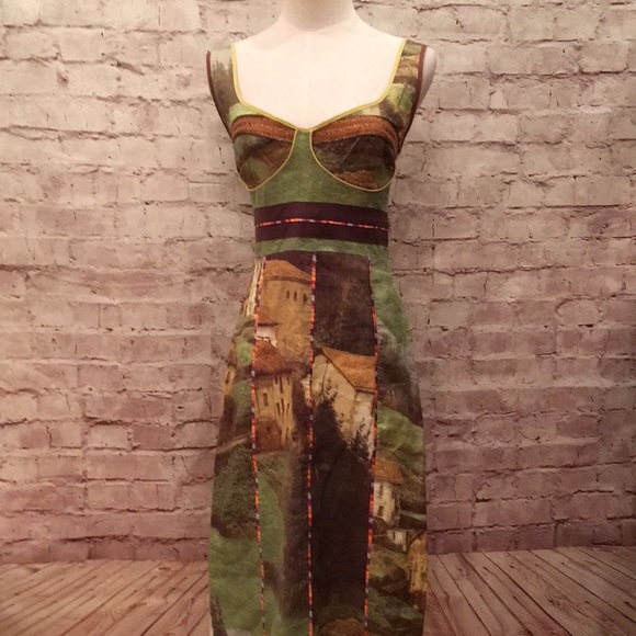 Jota Mas Ge Sleeveless A-Line Dress Graphic Piping - Picture 1 of 8
